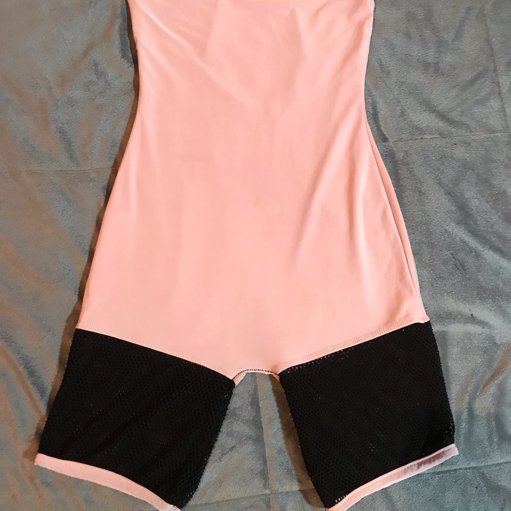 Pink,black romper bodysuit